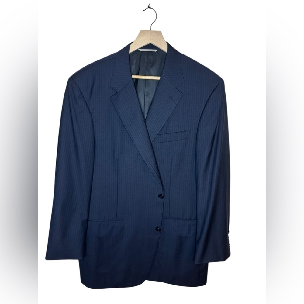 Canali Navy Blue Pinstripe Wool Blazer Mens Size 50R